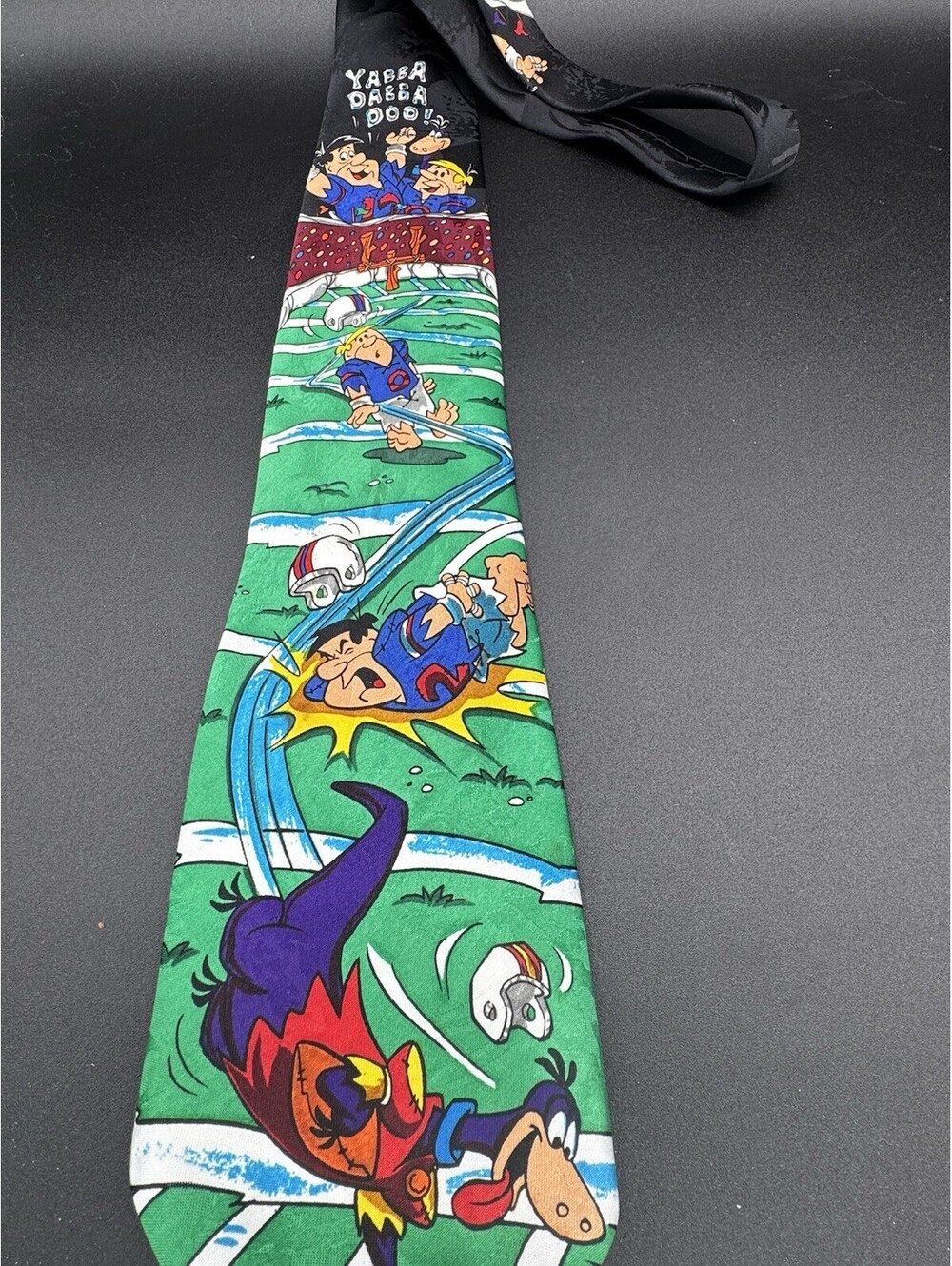 Vintage 1993 Flintstones Football Tie Yabba Dabba Doo Fred Barney Dino VTG